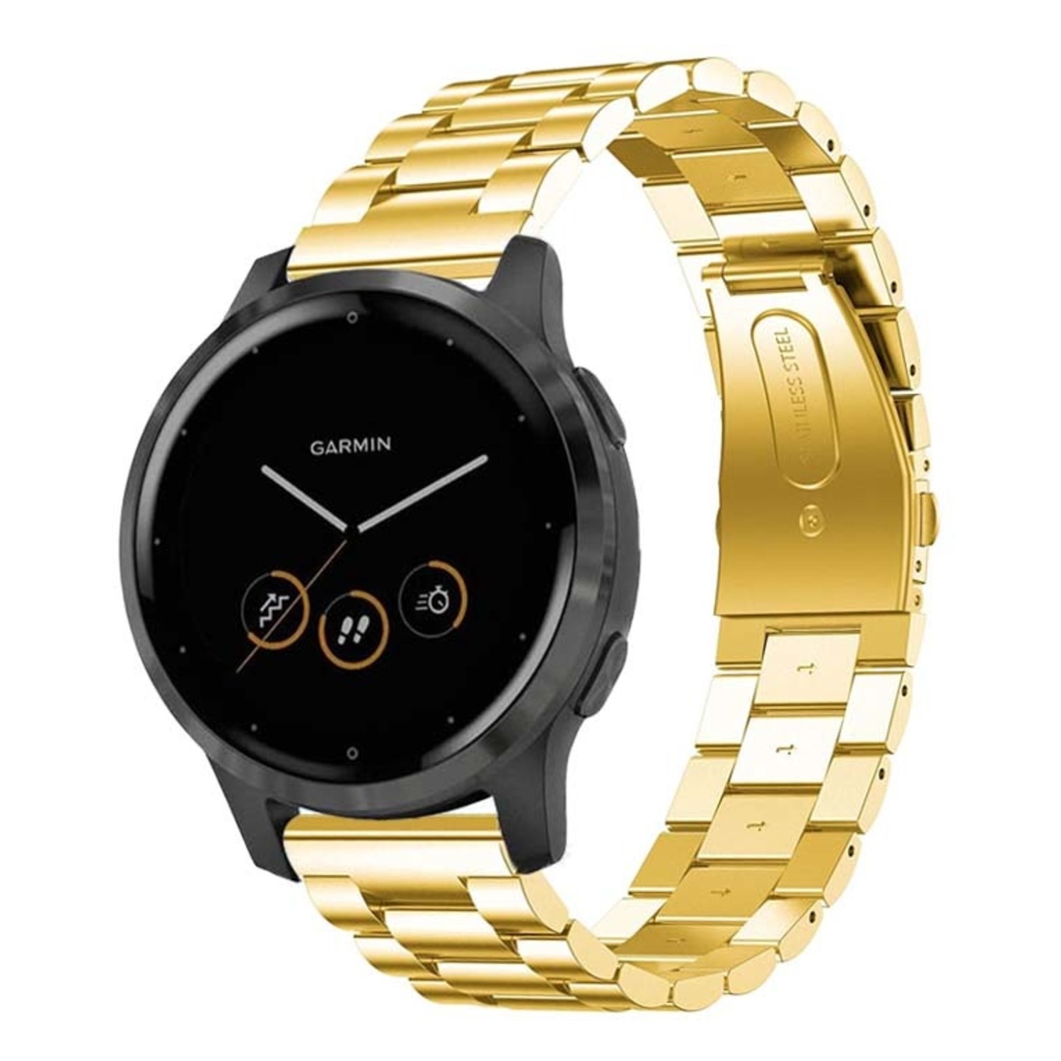 Strap it Strap it Garmin Vivoactive 4s stalen band 40mm goud