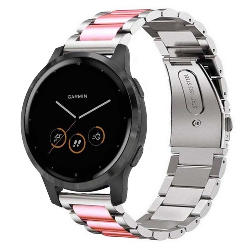 Strap-it® Strap-it Garmin Vivoactive 4s stalen band - 40mm - zilver/roze