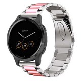 Strap-it® Garmin Vivoactive 4s stalen band - 40mm - zilver/roze
