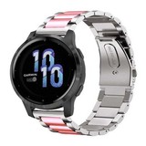 Strap-it® Garmin Venu 2s stalen band - 40mm - zilver/roze