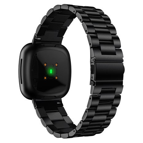 Strap-it® Strap-it Fitbit Versa 3 stalen bandje (zwart)