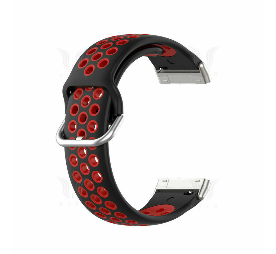 Strap-it Fitbit Sense sport bandje (zwart/rood)