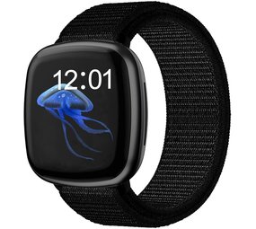 Strap-it® Fitbit Sense nylon bandje (zwart)