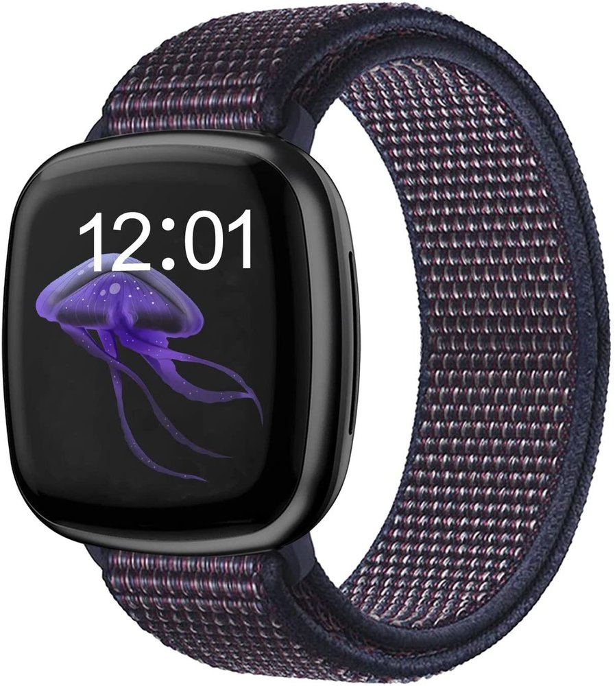 Strap-it® Strap-it Fitbit Versa 3 nylon bandje (indigo blauw)