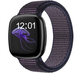 Strap-it® Fitbit Versa 3 nylon bandje (indigo blauw)