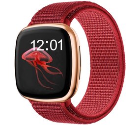 Strap-it® Fitbit Versa 3 nylon bandje (rood)
