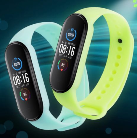 Strap-it® Xiaomi Mi Band 6 siliconen bandje (lichtgevend groen)