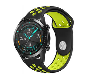 Strap-it® Huawei Watch GT 2 sport band (zwart/geel)