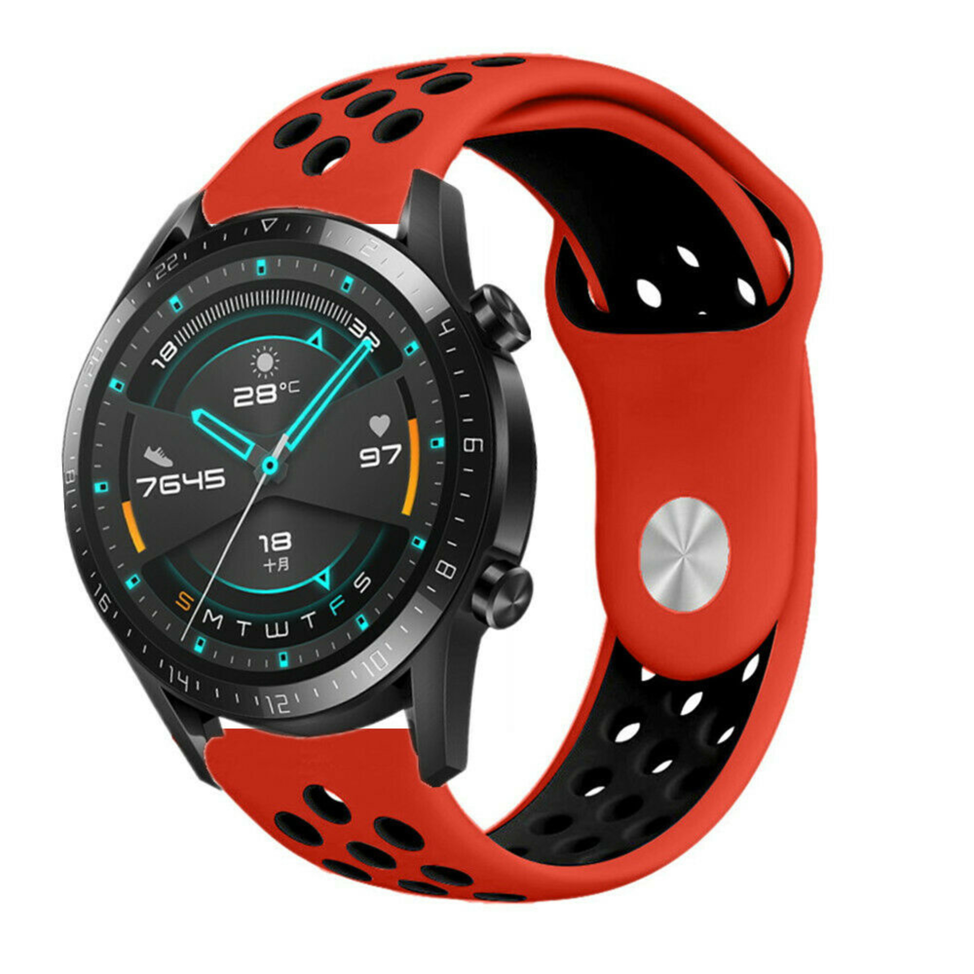 Huawei Watch GT sport band (rood/zwart) - Smartwatchbanden.nl