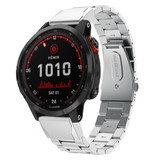 Strap-it® Garmin Fenix 7 stalen band (zilver)