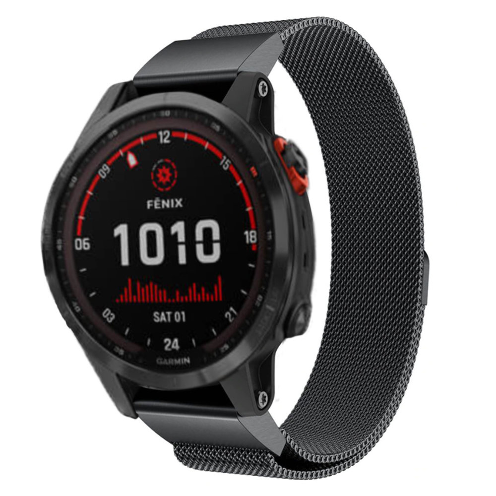 Strap-it® Strap-it Garmin Fenix 7 Milanese band (zwart)