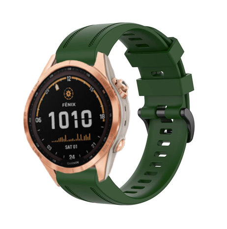 Strap-it® Strap-it Garmin Fenix 7s siliconen bandje (legergroen)