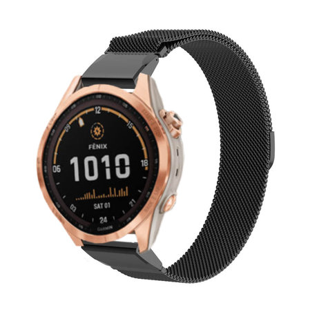 Strap-it® Strap-it Garmin Fenix 7s Milanese band (zwart)