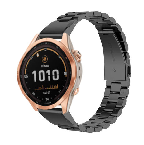 Garmin Fenix 7s stalen band zwart Smartwatchbanden