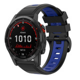 Strap-it® Garmin Fenix 7x sport gesp band (zwart/blauw)