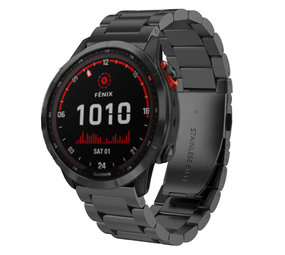 Strap-it® Garmin Fenix 7x stalen band (zwart)