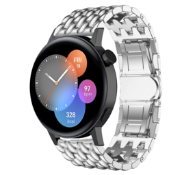 Strap-it® Huawei Watch GT 3 42mm stalen draak band (zilver) Strap-it® Huawei Watch GT 3 42mm stalen draak band (zilver)