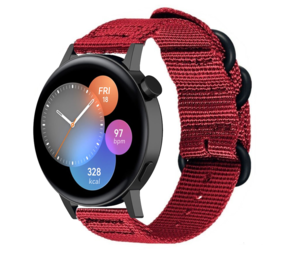 Strap-it® Huawei Watch GT 3 42mm nylon gesp band (rood) Strap-it® Huawei Watch GT 3 42mm nylon gesp band (rood)