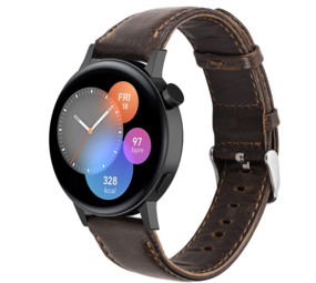 Strap-it® Huawei Watch GT 3 42mm leren bandje (donkerbruin)