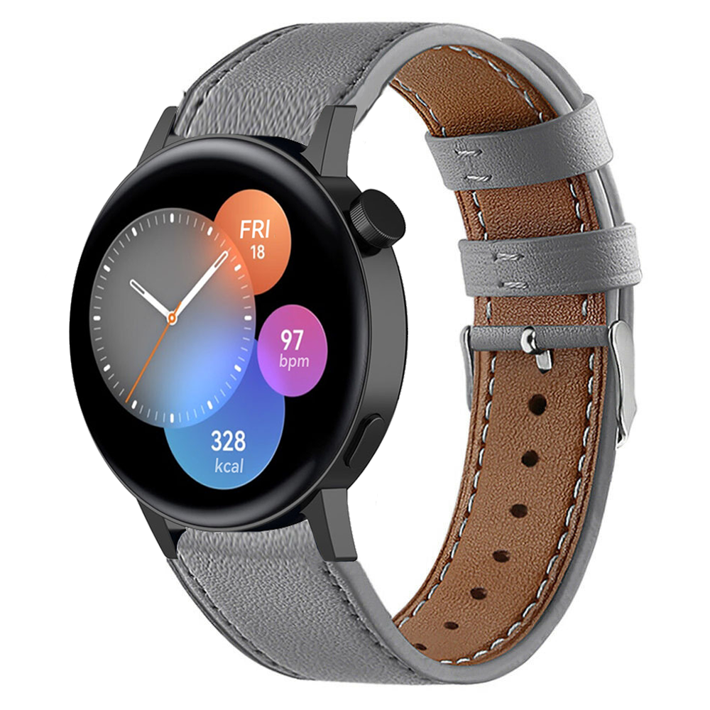 Strap-it® Strap-it Huawei Watch GT 3 42mm bandje leer (grijs)