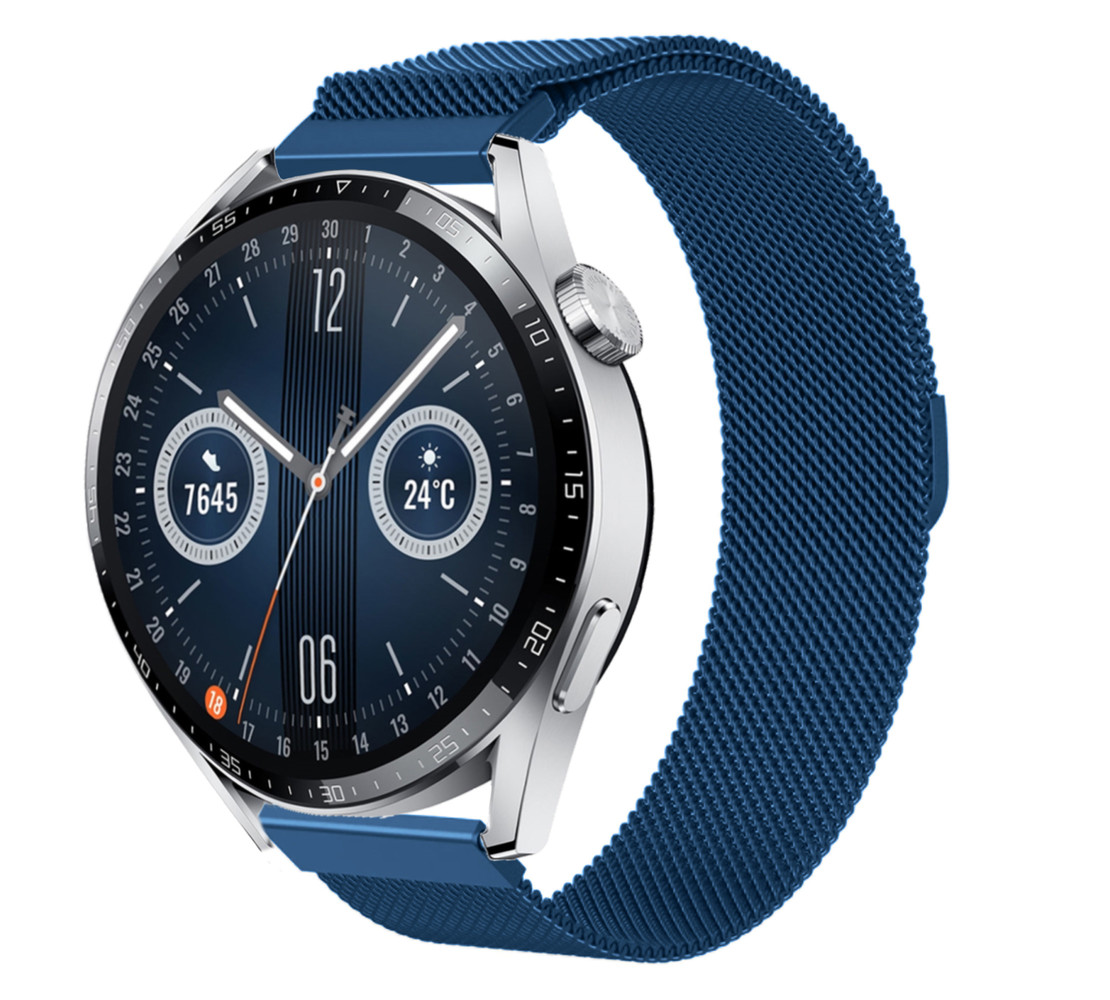 Strap-it® Strap-it Huawei Watch GT 3 46mm Milanese band (blauw)