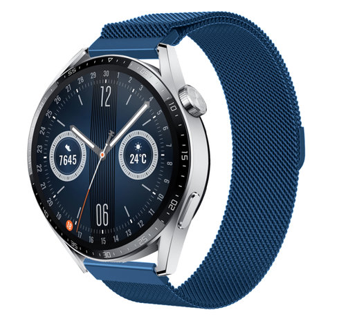 Strap-it® Strap-it Huawei Watch GT 3 46mm Milanese band (blauw)
