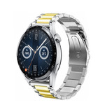 Strap-it® Huawei Watch GT 3 46mm stalen band (zilver/goud)