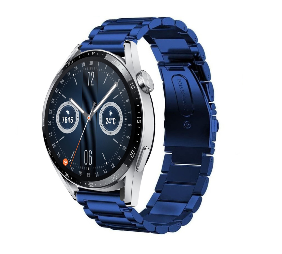 Strap-it® Strap-it Huawei Watch GT 3 46mm stalen band (blauw)
