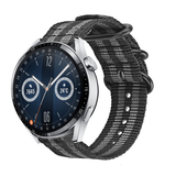 Strap-it® Huawei Watch GT 3 46mm nylon gesp band (zwart/grijs) Strap-it® Huawei Watch GT 3 46mm nylon gesp band (zwart/grijs)