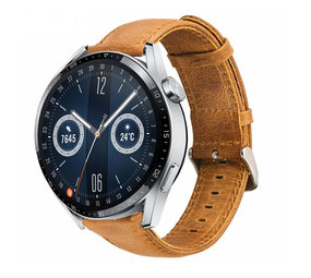 Strap-it® Huawei Watch GT 3 46mm leren band (bruin)