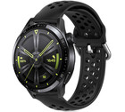 Strap-it® Strap-it Huawei Watch GT 3 46mm  siliconen bandje met gaatjes (zwart)