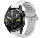 Strap-it® Strap-it Huawei Watch GT 3 46mm siliconen bandje met gaatjes (wit)