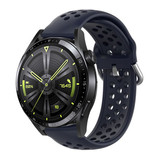 Strap-it® Huawei Watch GT 3 46mm siliconen bandje met gaatjes (donkerblauw)