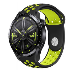 Strap-it® Huawei Watch GT 3 46mm sport band (zwart/geel)