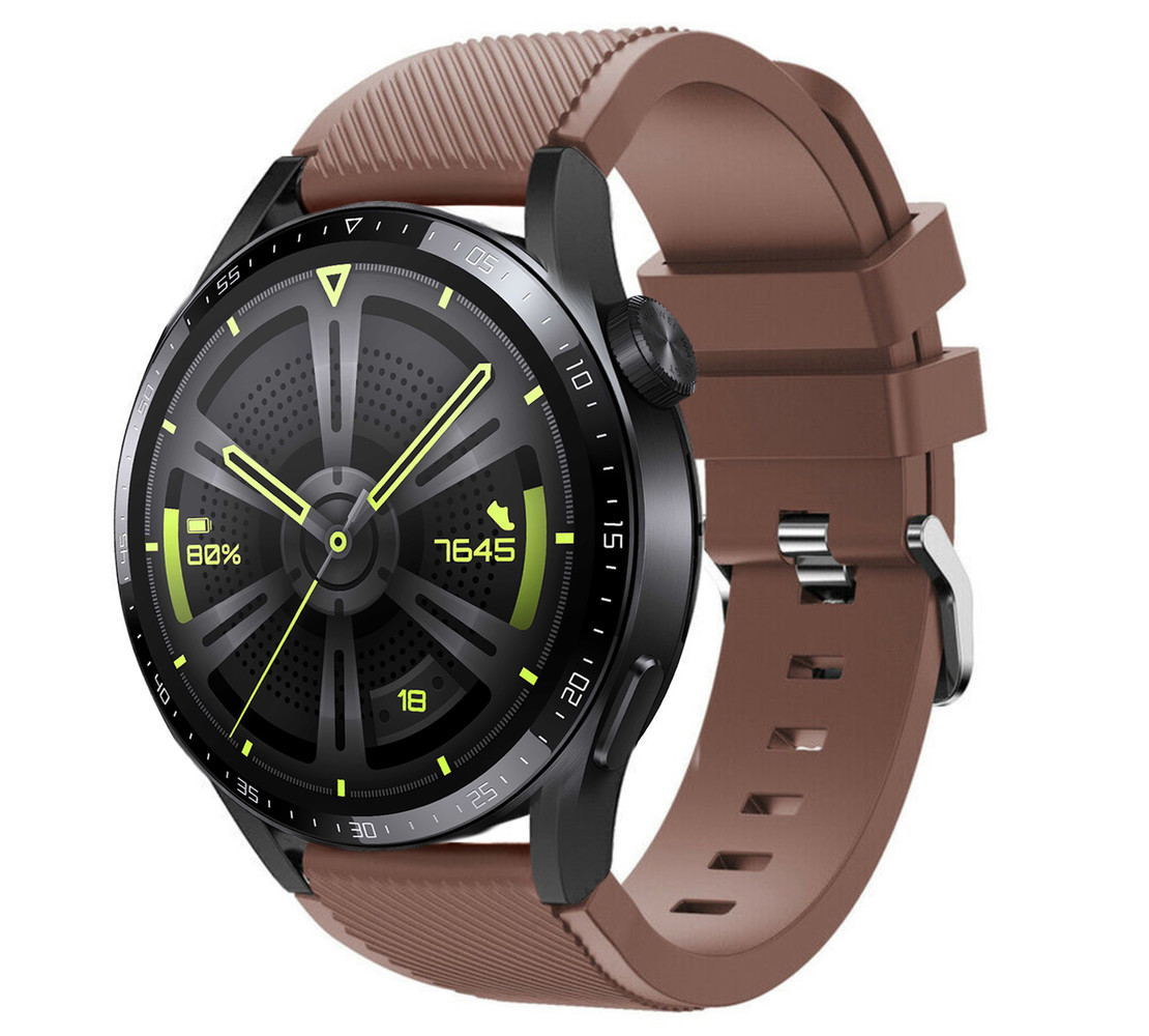 Strap-it® Strap-it Huawei Watch GT 3 46mm siliconen bandje (koffiebruin)