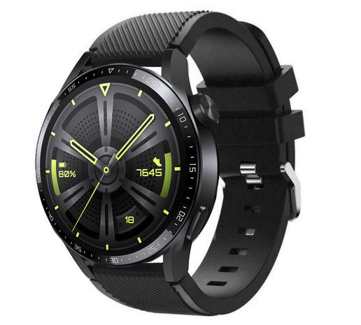 Strap-it® Strap-it Huawei Watch GT 3 46mm siliconen bandje (zwart)