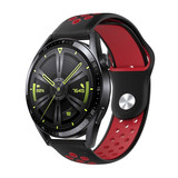 Strap-it® Huawei Watch GT 3 46mm sport band (zwart/rood) Strap-it® Huawei Watch GT 3 46mm sport band (zwart/rood)