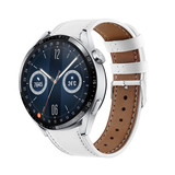 Strap-it® Huawei Watch GT 3 46mm bandje leer (wit)
