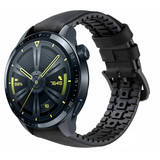 Strap-it® Huawei Watch GT 3 46mm siliconen / leren bandje (zwart)