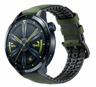 Strap-it® Strap-it Huawei Watch GT 3 46mm siliconen / leren bandje (zwart/groen)
