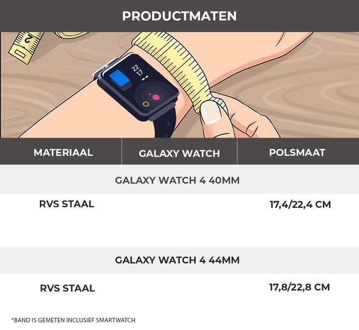 Strap-it® Strap-it Samsung Galaxy Watch 4 - 44mm roestvrij stalen band (zilver) Strap-it® Strap-it Samsung Galaxy Watch 4 - 44mm roestvrij stalen band (zilver)
