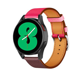 Strap-it® Samsung Galaxy Watch 4 - 44mm leren bandje (knalroze/roodbruin)