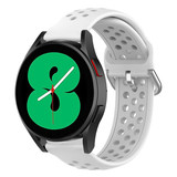 Strap-it® Samsung Galaxy Watch 4 - 44mm siliconen bandje met gaatjes (wit)