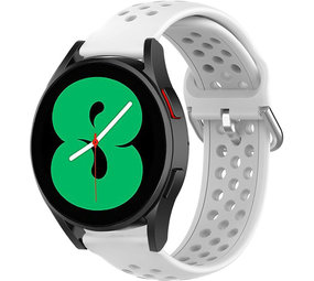 Strap-it® Samsung Galaxy Watch 4 - 44mm siliconen bandje met gaatjes (wit)