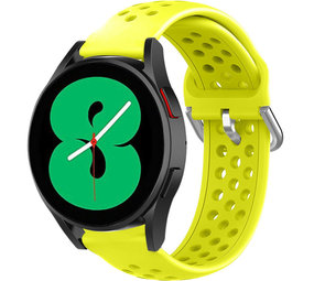 Strap-it® Samsung Galaxy Watch 4 - 44mm siliconen bandje met gaatjes (geel)
