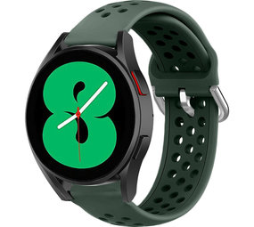 Strap-it® Samsung Galaxy Watch 4 - 44mm siliconen bandje met gaatjes (legergroen)
