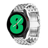 Strap-it® Samsung Galaxy Watch 4 - 44mm stalen draak bandje (zilver)