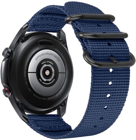 Strap-it® Strap-it Samsung Galaxy Watch 4 - 44mm nylon gesp band (blauw)