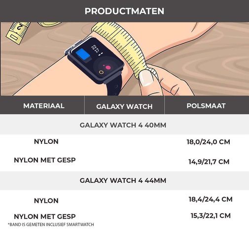 Strap-it® Strap-it Samsung Galaxy Watch 4 - 44mm nylon gesp band (blauw)