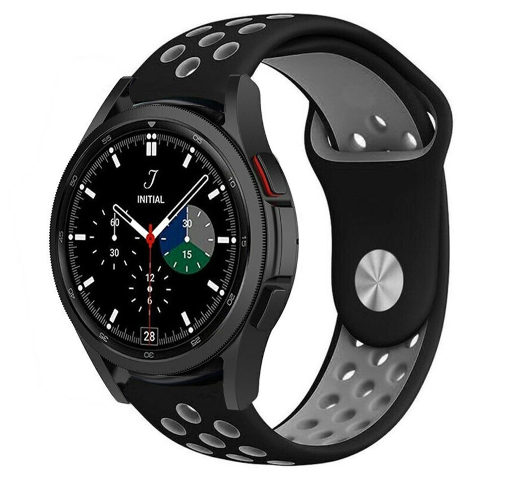 Strap-it® Strap-it Samsung Galaxy Watch 4 Classic 46mm sport band (zwart/grijs)